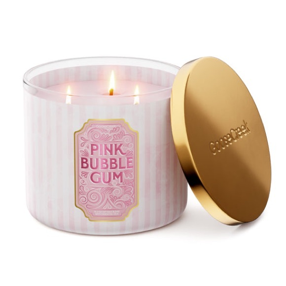 Goose Creek 3-wick Pink Bubble Gum Candle with sweet vanilla notes new with lid - Picture 1 of 8